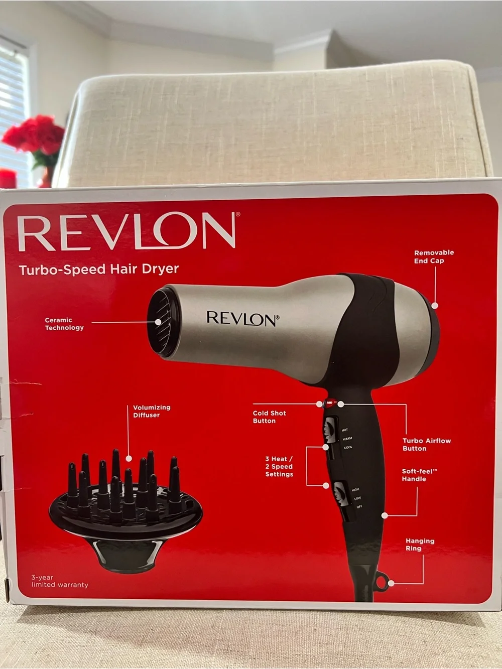 Revlon Turbo Hair Dryer with Volumizing Diffuser Attachment